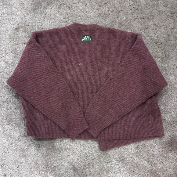 Daily Drills Single Button Ribbed Burgundy Cardigan Sweater in Wine New XS/S - Picture 8 of 9